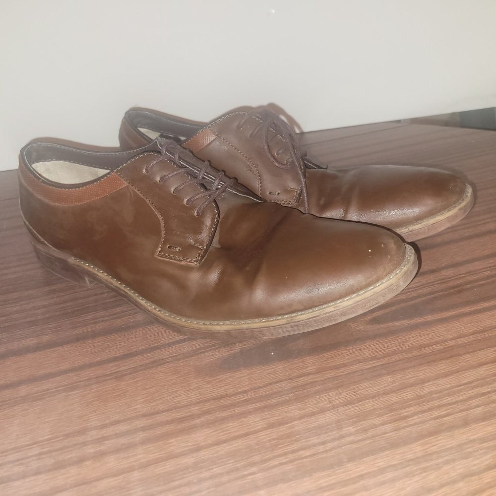 JF J.Ferrar Mens Kent Brown Tan Oxford Shoes Lace-up Size 9.5M - Used - Picture 4 of 8